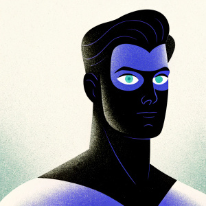 Close-up of Armie Hammer as Green Lantern. Dark green gradient background highlighting his detailed facial features and emerald eyes.