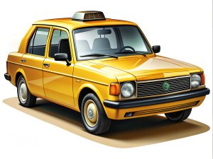 realistic vector.yellow,black,color intrend taxi.high detail.random views.on white background.