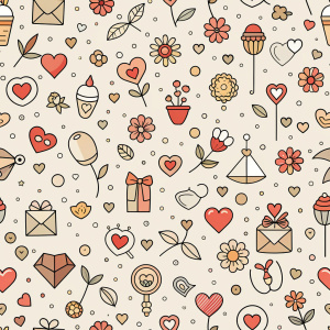 valentine day minimalist doodles for seamless pattern tile, light background