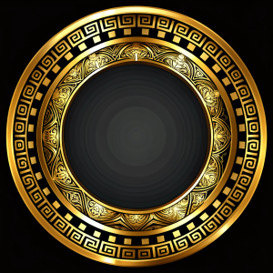 Frame,Greek key black gold round 