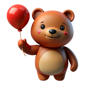 cute bear holding a balloon