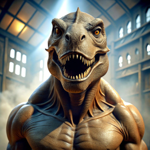tekken riy dinosaur body from the game cinematic shot