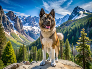american akita in Sequoia and Kings Canyon National Parks