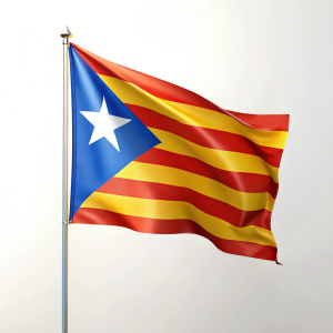  3d catalonia senyera estelada flag isolated on white background