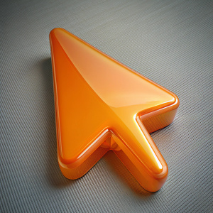 glass orange 3D cursor on a transparent background