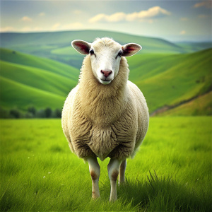 A sheep is on the grassland
