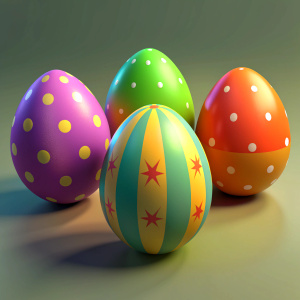 Set of colorful decorated easter eggs