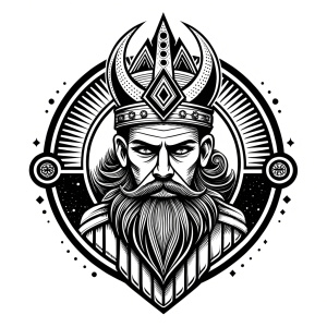 Nordic Surt - Ruler of Muspellsheim - perfect realistic art, high-definition grey and black, white background tattoo design