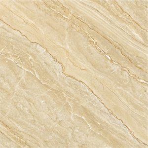 A detailed close-up of beige porcelain tile. Natural stone texture, fine lines, soft and even granular surface