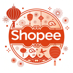 Shopee's festive logo for Lunar New Year. Bold orange design. Memorable brand name prominently displayed.