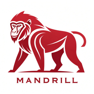 Mandrill logo featuring sleek design. Contemporary font style. Bright red elements against white background. Minimalistic and modern approach.
