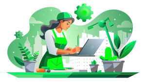 Creative women worker doing some job and creating some system, inspired ...