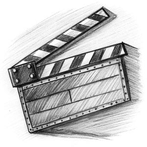 Film strip or clapperboard icon.