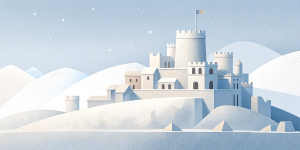 White illustration,  Marek Brzozowski style, isolated surrealistic collage of structural aesthetics, a lot of historical tobolsk houses and briges, huge ocean and sky, white, light pastel colors, zoom out view, grainy texturing paper