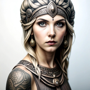 frigg– nordic godness - perfect realistic art - high definition - grey and black tattoo design - white background 