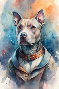 Katsushika Hokusai style half body portrait poster of a star wars commander pitbull. white background.