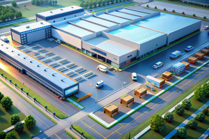 mockup distribuition center and logistics with modern technology, 3d render
