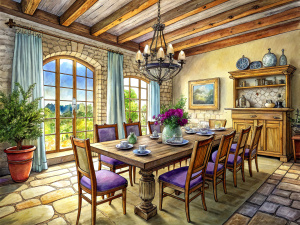 a sketch of a provence dining room