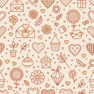 valentine day minimalist doodles for seamless pattern tile, light background