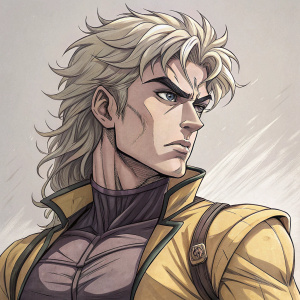 Quick sketch of Dio Brando from JoJo's Bizarre Adventure. Determined expression. Sketchy style with visible lines for facial features and body contours.