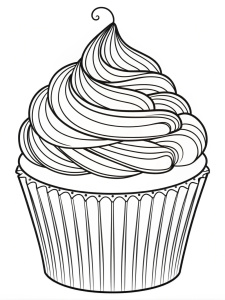 Simple Chocolate Fudge Cupcake Coloring Page