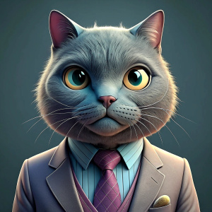 Draw a cat in a suit.