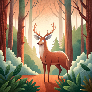 deer in the forest, high detail illustration