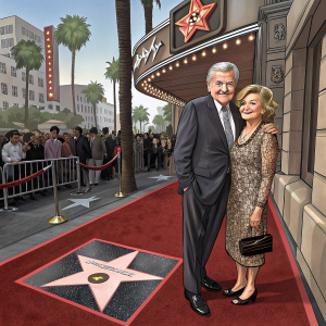 John Aniston and Sherry Rooney at the Hollywood Walk of Fame unveiling ceremony.