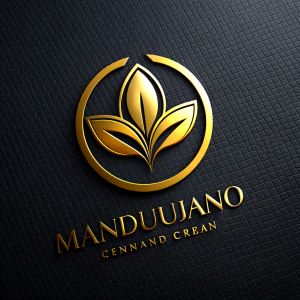 Create a logo with the word "MANDUJANO" center that has elegance and colors such as gold, black and silver.

