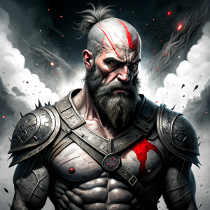 Nordic God Tyr - perfect realistic art, high-definition grey and black, white background tattoo design