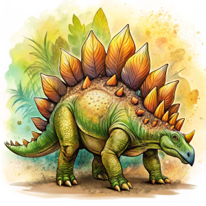 stegosaurus, Line Art, Hard Edge Painting, Calligraphy, 2D
