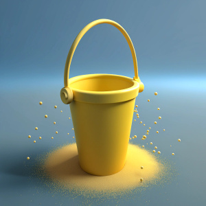 3D icon yellow bucket sprinkling sand