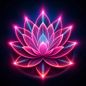 neon lotus design on black background