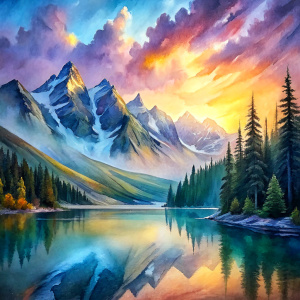 rocky mountain high elevation lake with a beautiful sunrise