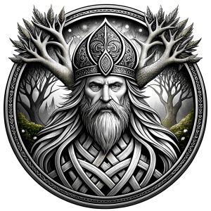 Nordic Mimir - Guard the Source of Tree Yggdrasilr high-definition design grey and black, realistic tattoo design, white background