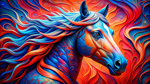 Very detailed horse portrait pop art