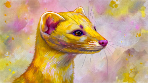 yellow weasel with human head