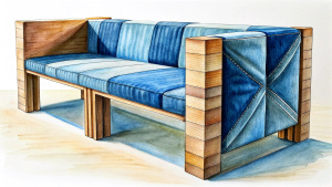 the furniture made of plywood and jeans