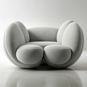 3 seat wide sofa inspired by  concrete in mix of futuristic and minimalistic style
