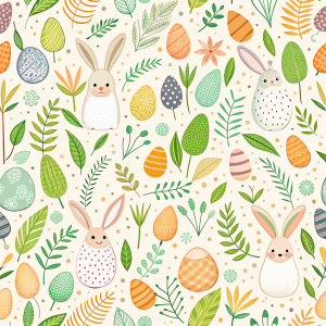 easter minimalist doodles seamless pattern tile, white ground