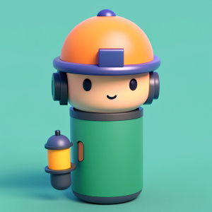 3d toy battery with helmet