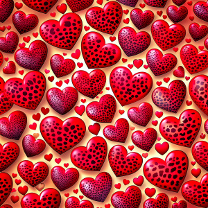 
Lots of bright red hearts with leopard print
, wallpaper pattern, relief



