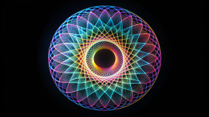  a fantastic holographic spirograph on black background