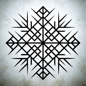 Nordic Runes geometric tattoo design - perfect  high-definition grey and black, white background 