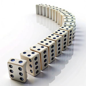 dominos falling in a curve
