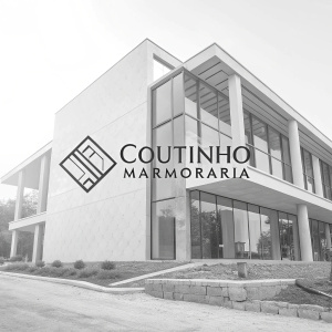 Modern and sleek logo design for Coutinho Marmoraria. Clean lines and simple shapes