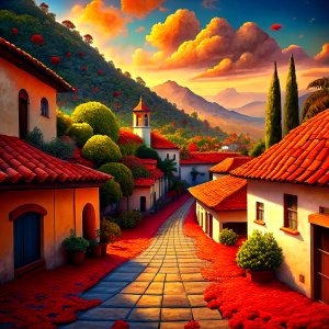 
a small town in mexico with red tiles