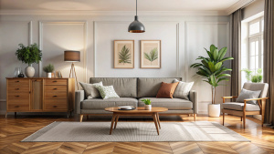 Cozy home living room interior with sofa and coffee table with decoration, side view wooden sideboard and carpet on hardwood floor. Mockup copy space empty white wall. 3D rendering

living, room, design, 3d, illustration, light, home, wall, white, interior, living room, real estate, mockup, books, mock up, furniture, floor, modern, apartment, sofa, relax, carpet, wooden, decoration, hardwood, minimalist, loft, render, hall, couch, rendering, contemporary, vase, studio, sideboard, empty, blank, a
