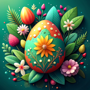 Vector Illustration of Happy Easter Holiday with Painted Egg and Flower on Abstract Background. International Celebration Design with Typography for Greeting Card, Party Invitation or Promo Banner