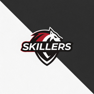 The SKILLERS logo features a bold, modern design split into two halves. One half showcases a sleek, minimalist icon in white, while the other half displays the brand name 'SKILLERS' in black.